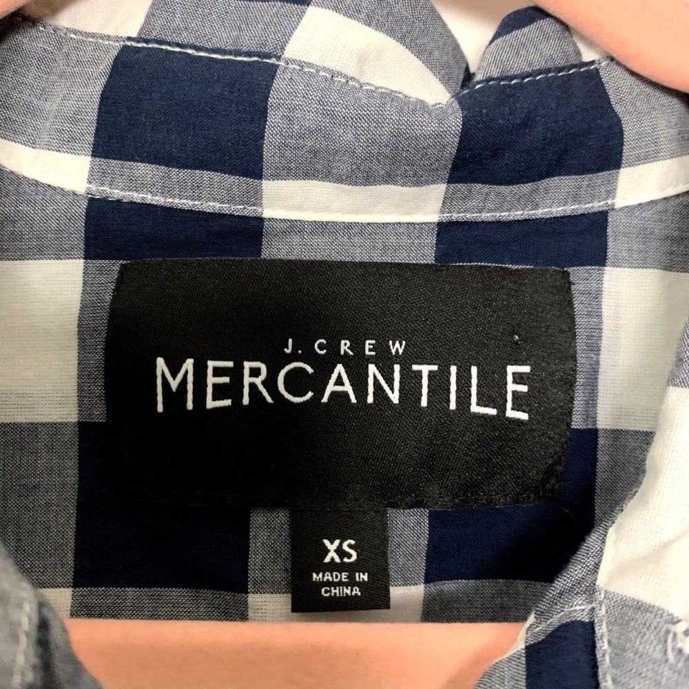 J.Crew Gingham Popover Shirt Plaid Blue XS #4455 - Picture 5 of 7